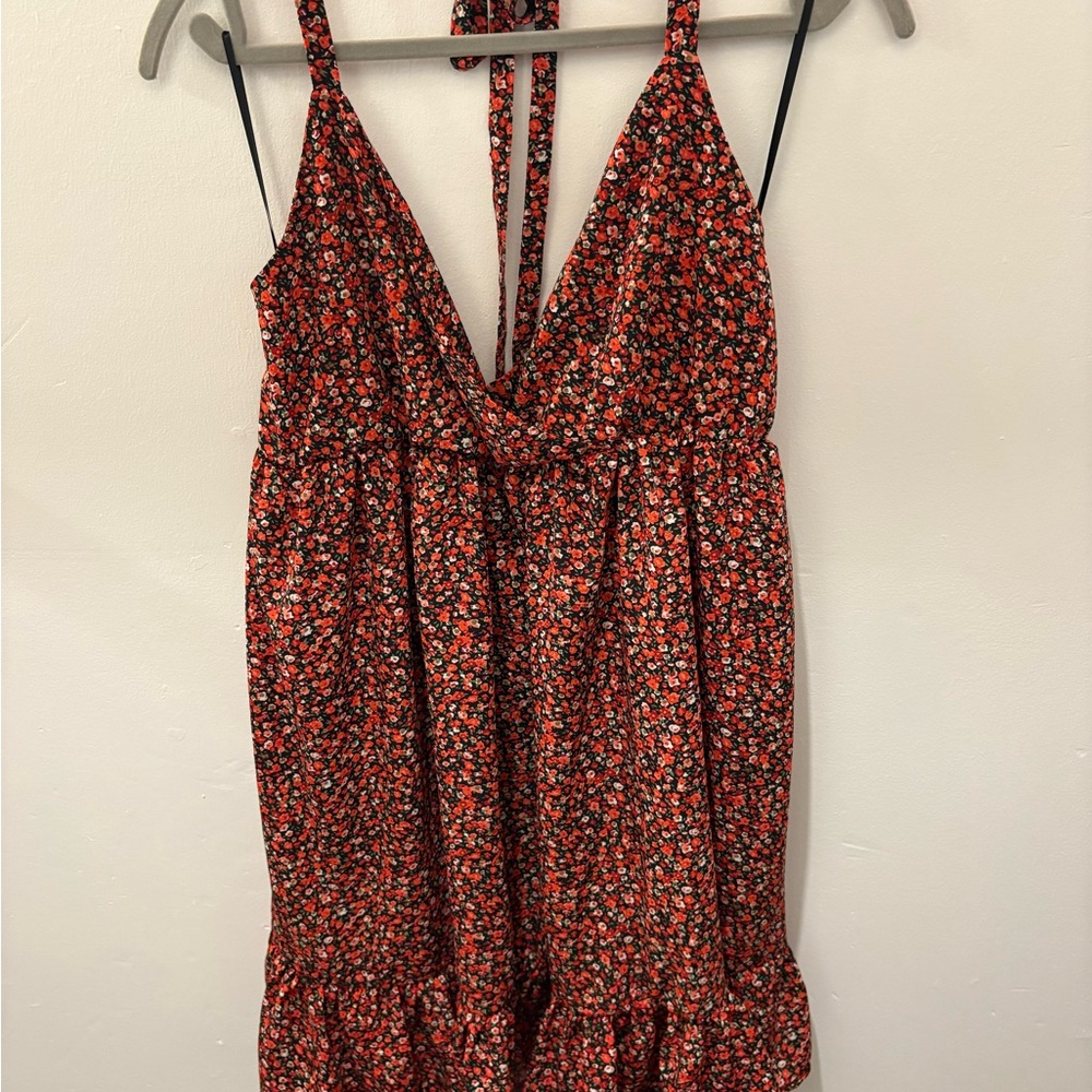 Floral Red and Black Dress
